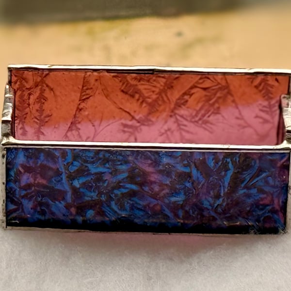 Stained glass business card holder - BLUE Van Gogh glass front