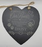 Personalised Pet Memorial Slate Heart, Dog Cat Remembrance Gift, Pet Loss Memori