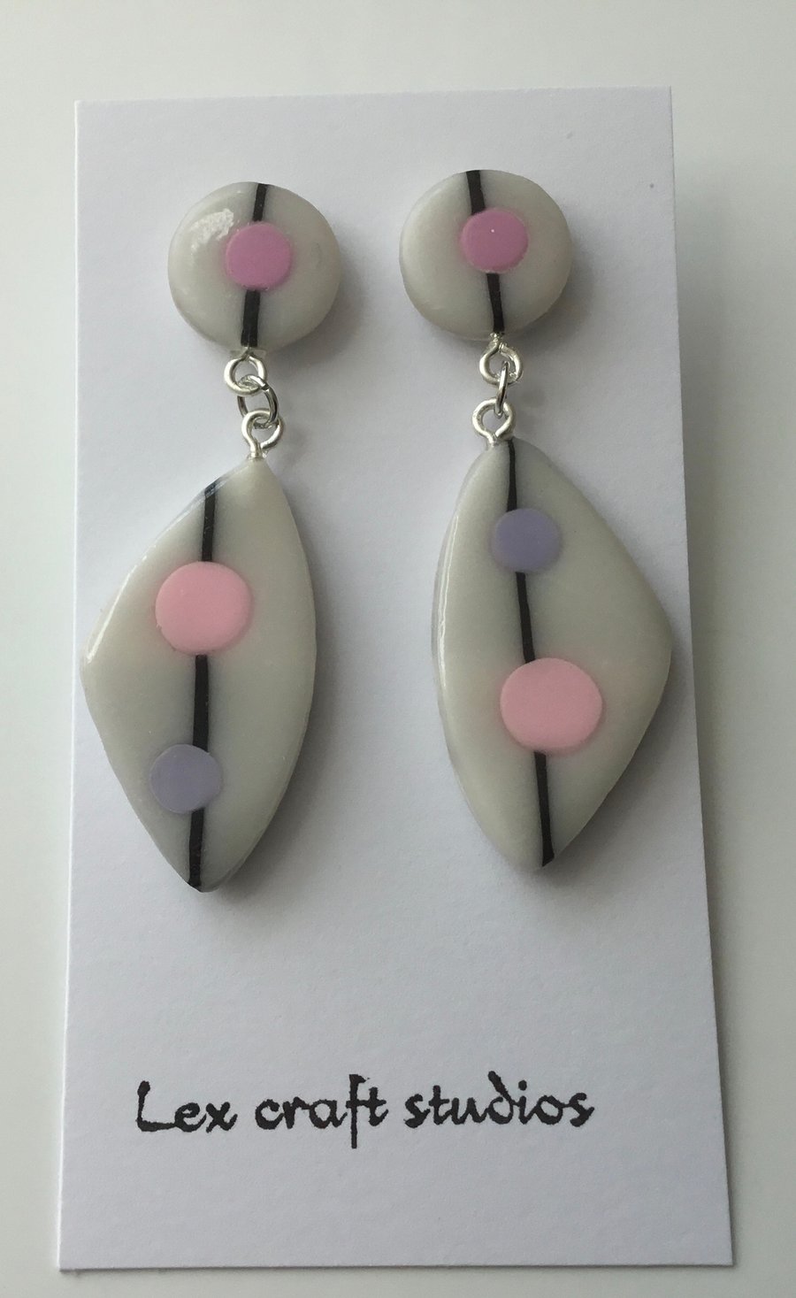 Pink  spot ceramic earrings 
