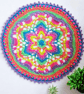 Large, bright crochet mandala doily table mat - Image 1