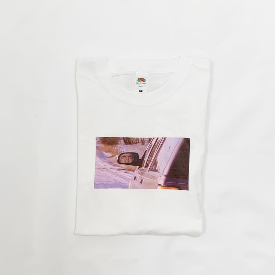 Reflective Louis Theroux Thinking in the Car Mirror T-Shirt White or Black Class