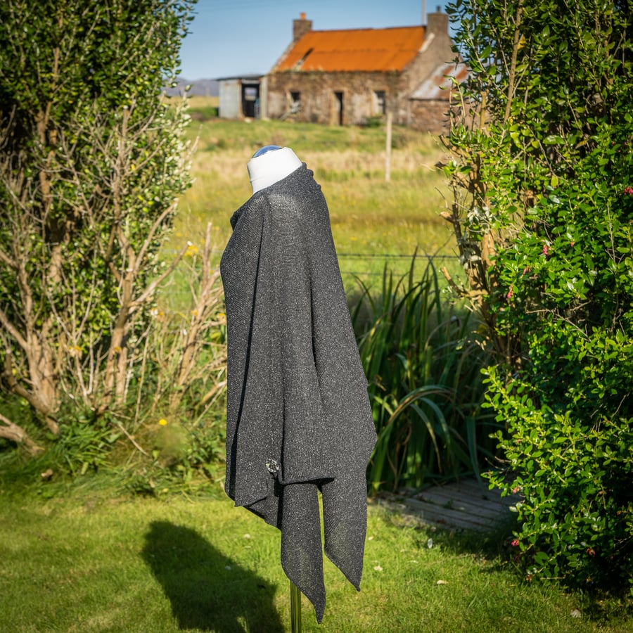 Highland Merino Silk Black. Womens black poncho. Perfectly Imperfect