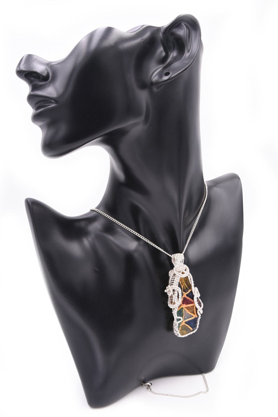 Seaglass handpainted, stained glass pendant