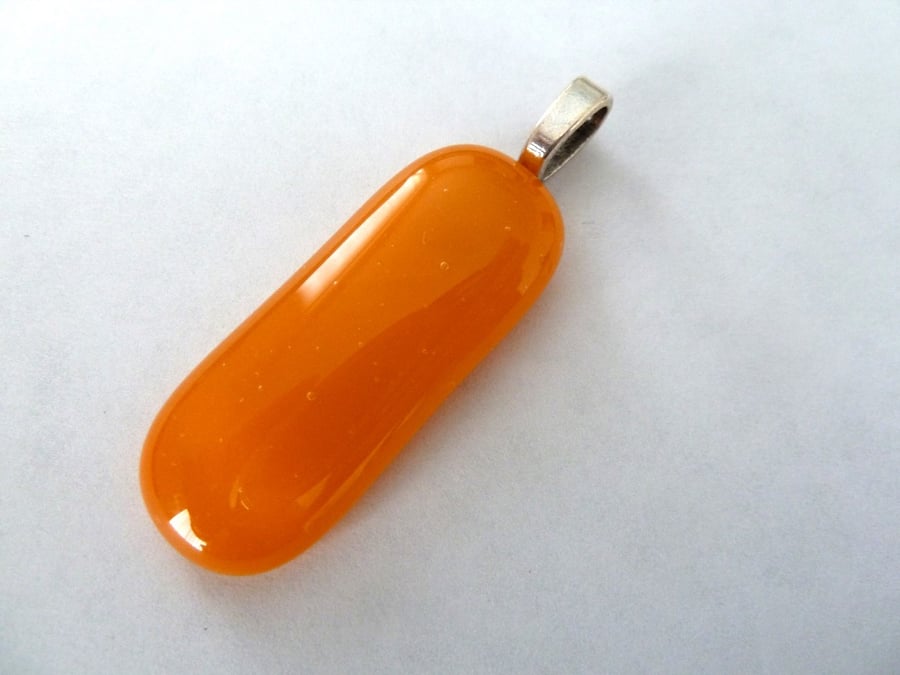 handmade orange fused glass pendant