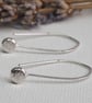 Silver Drop Earrings, hammered recycled silver pebble drop earrings - Image 3