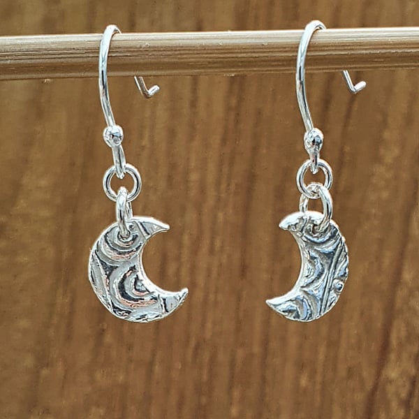 Fine Silver Crescent Moon Earrings