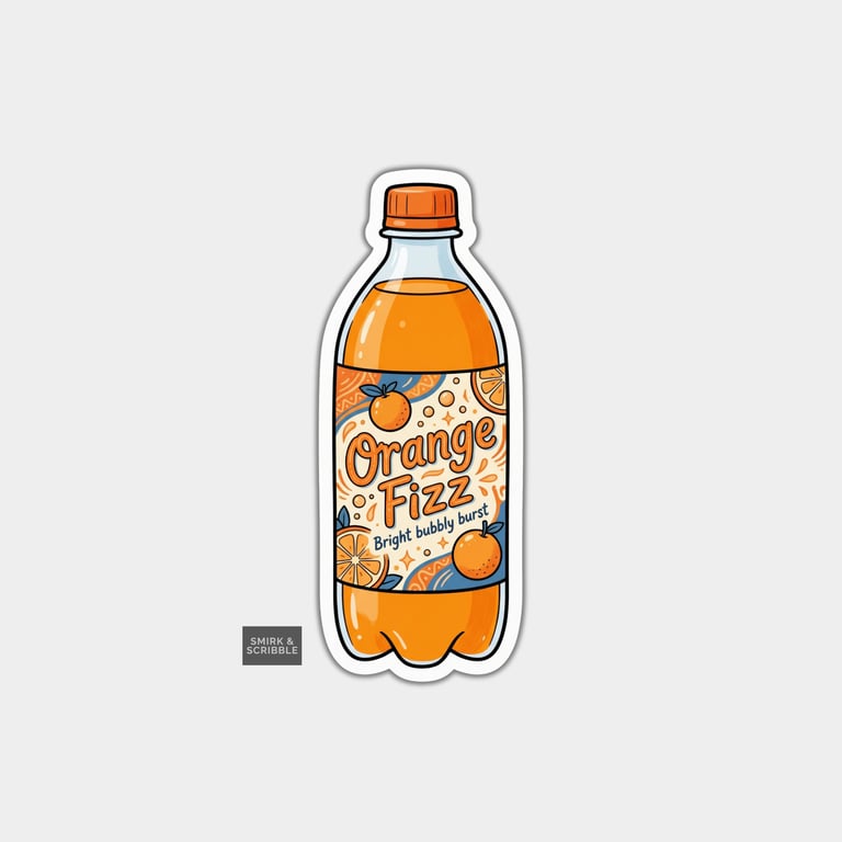 Grocery Food Vinyl Sticker For Adults - Orange Fizzy Drink