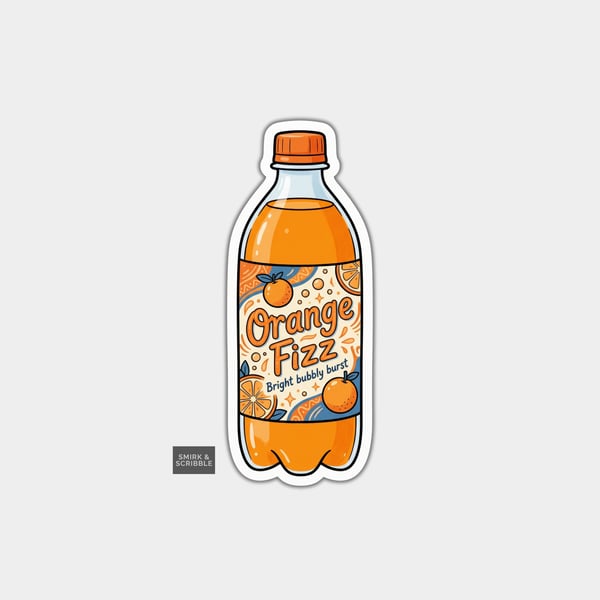 Grocery Food Vinyl Sticker For Adults - Orange Fizzy Drink