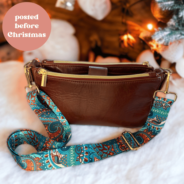 Deep Red  Brown Crossbody Bag - Luxury Christmas gift