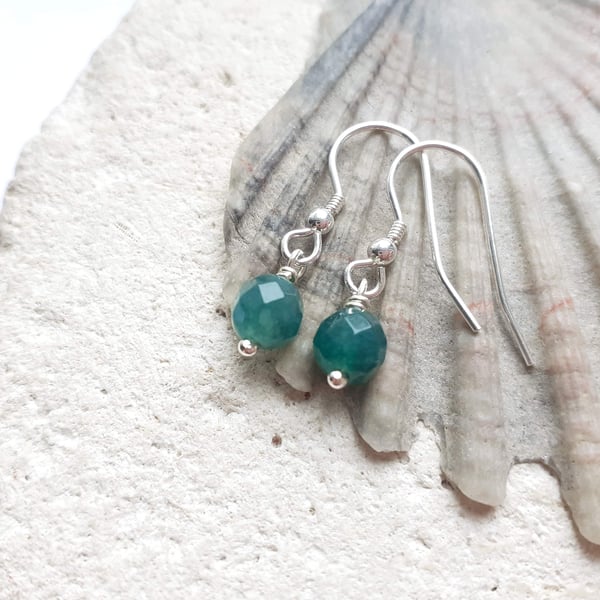Emerald Earrings, gorgeous little drops in reconstituted emerald and silver.