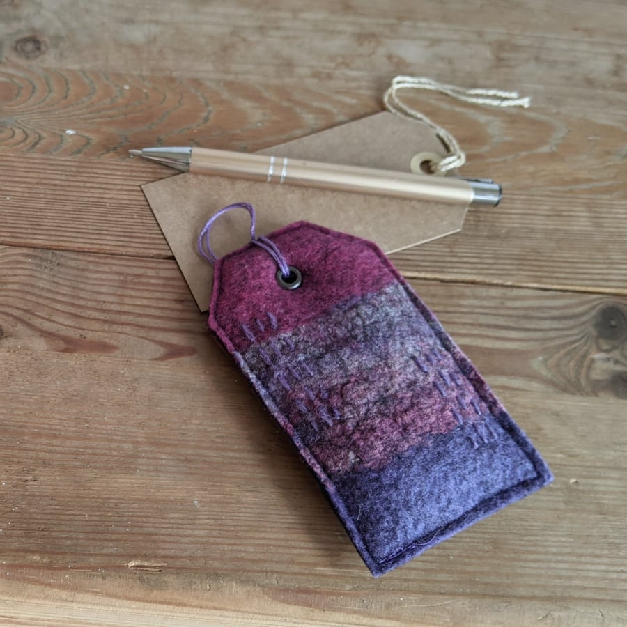 Luggage tag shaped lavender bag - shades of berry colours