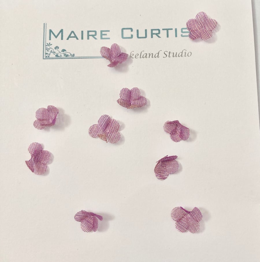 Metallic Violet Gold Silk organza mayflowers