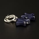 Murano midnight blue star sterling silver Venetian glass handmade earrings 