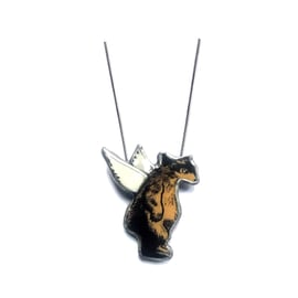 Quirky Winged Angel Bear Necklace Pendant by EllyMental