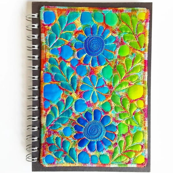 Sketchbook Spiral Bound A5 with Free Machine Embroidery Cover