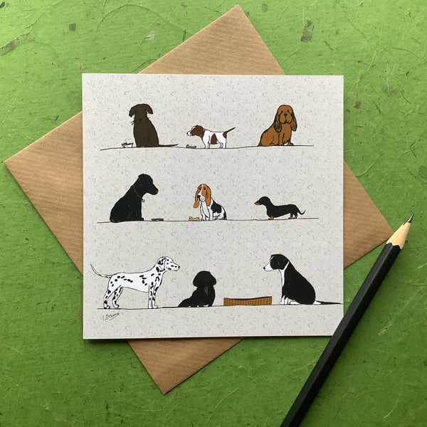 Dogs. Greetings card. Blank inside. Pets.