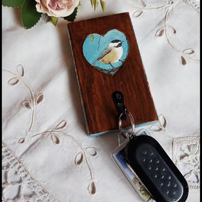 Wooden Keyholder, Jewellery Hanger Blossom & Bird