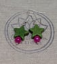 Green howlite stars and pink agate silver plated earrings  - Image 4