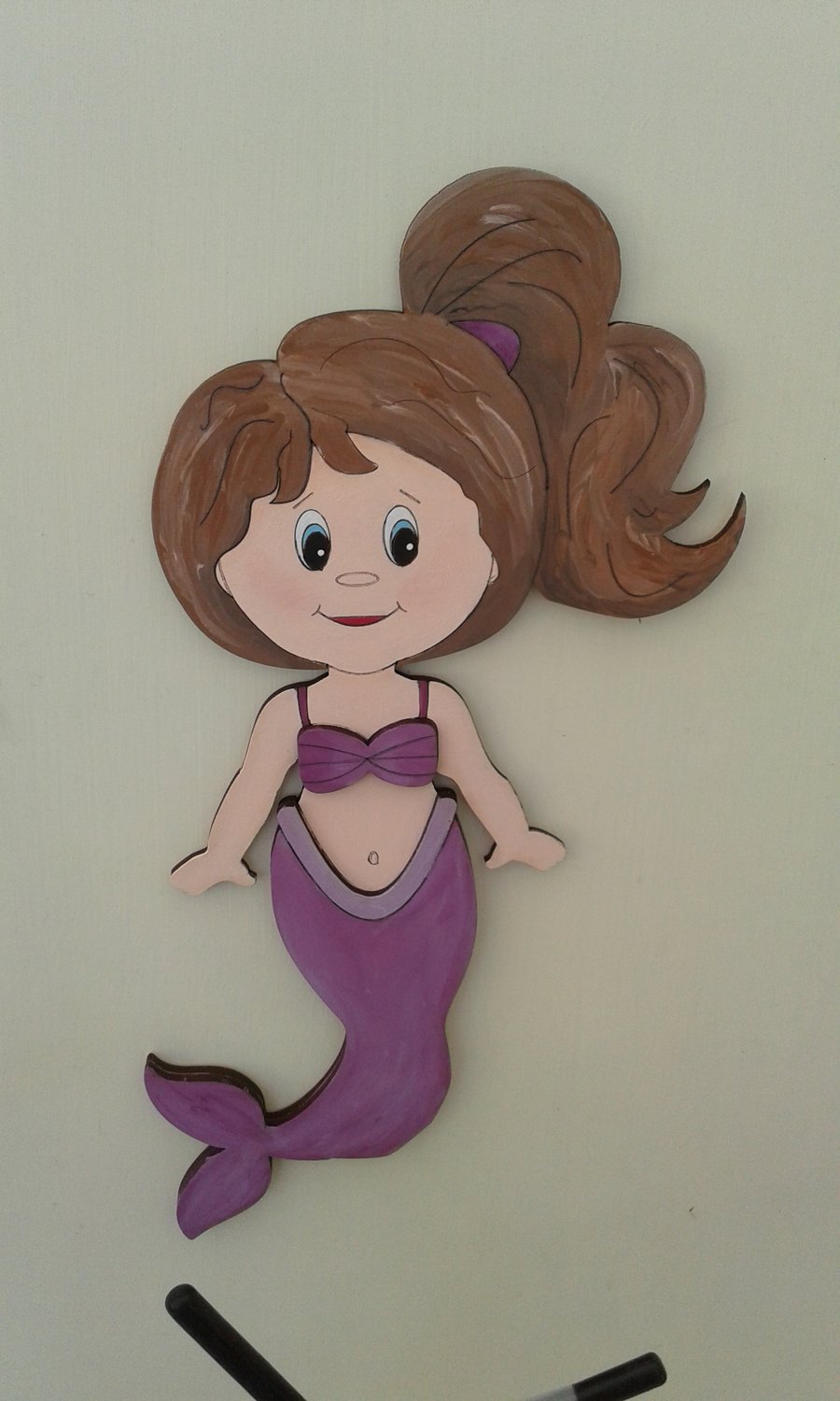 Purple wooden mermaid 