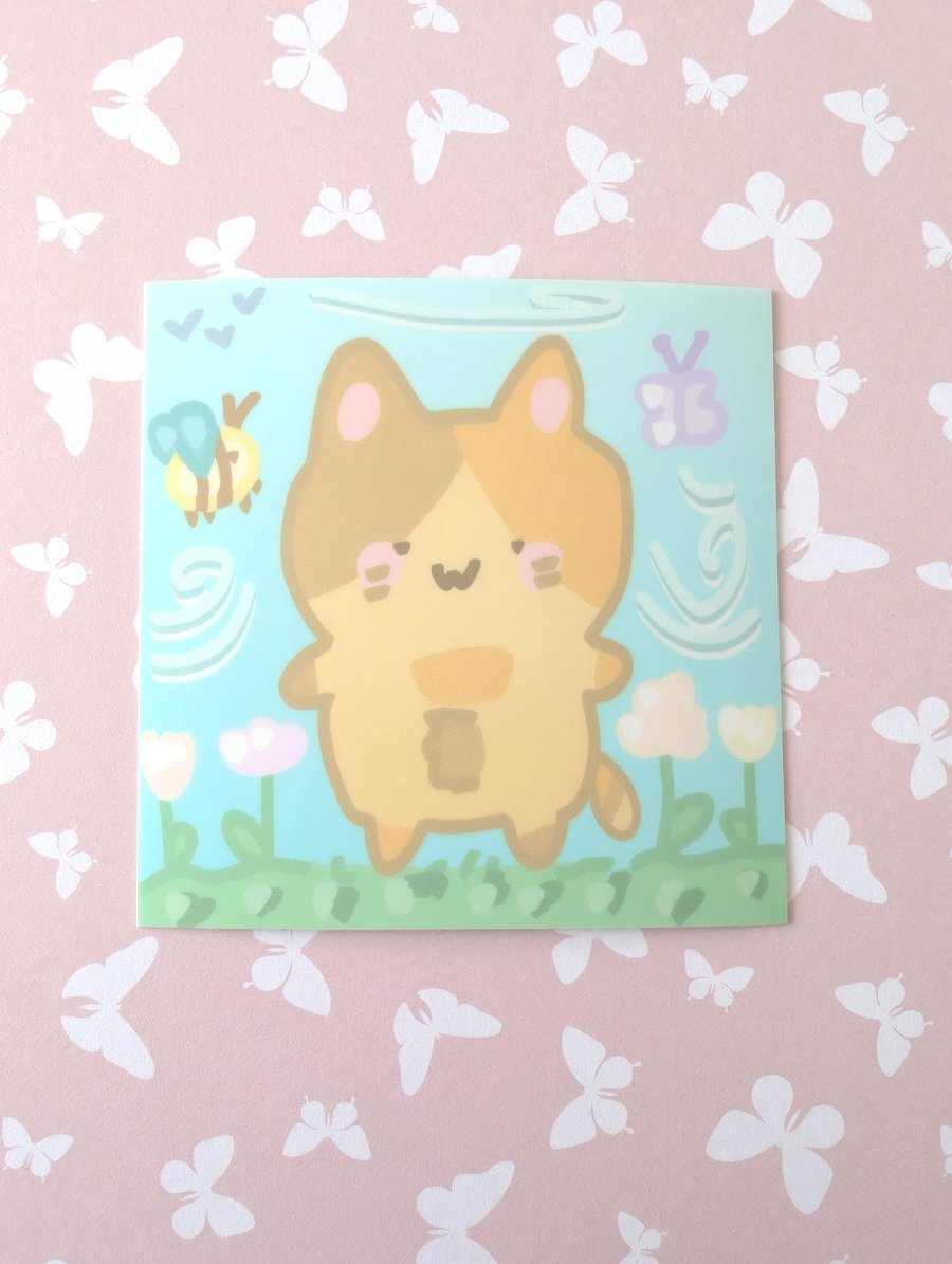 Image of Spring Meadow Cat Sticker
