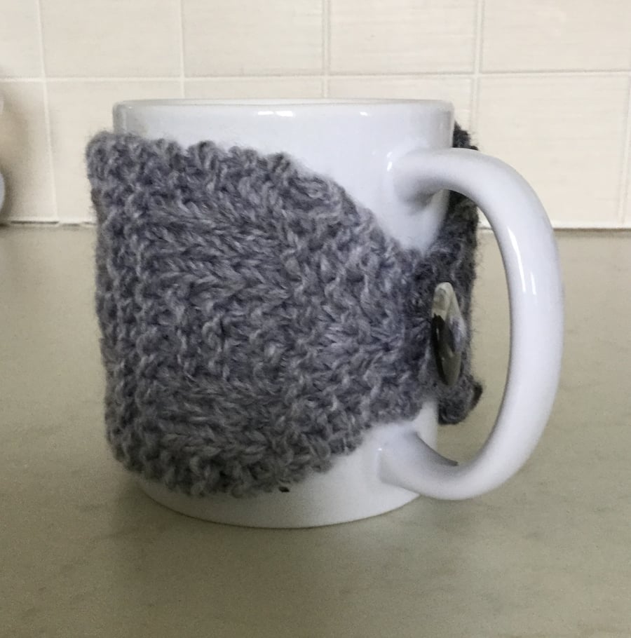 Hand Knitted Mug Hugs Set of 2 in Shades of Grey