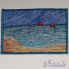 ACEO ‘Red Sails 2’ textile artwork
