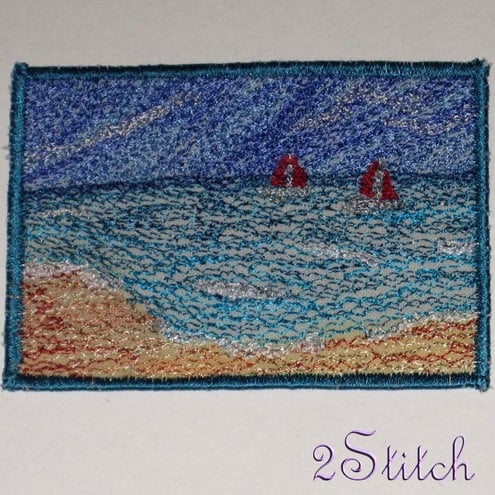 ACEO ‘Red Sails 2’ textile artwork