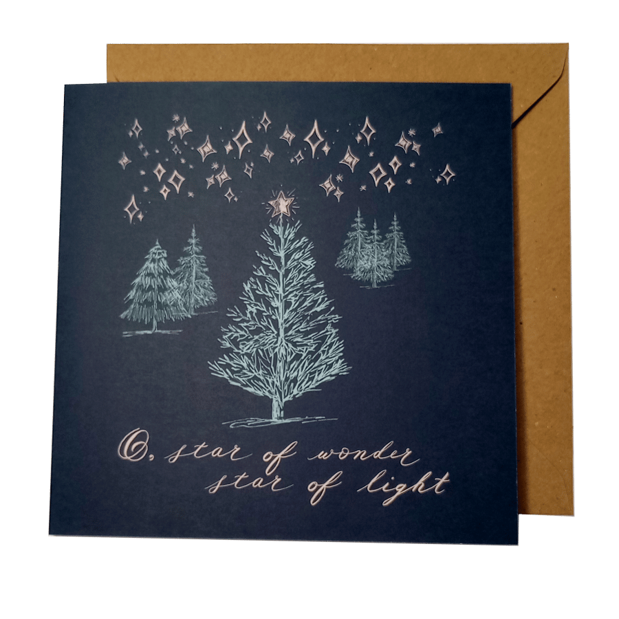 Set of x4 Luxury Eco Christmas Cards - O, Star of Wonder