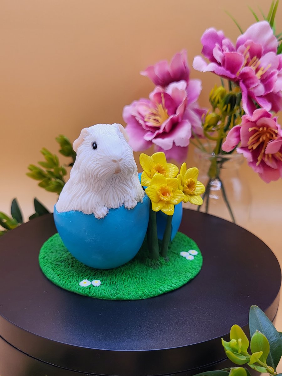 Easter Egg Guinea Pig Figurine, Blue Egg