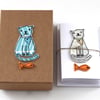 'Little Cat and Fish' - A Box of Six Cards with Envelopes