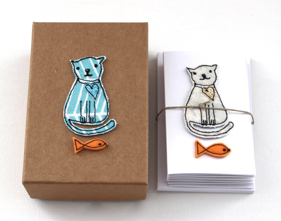 'Little Cat and Fish' - A Box of Six Cards with Envelopes