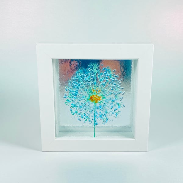 Dandelion - fused glass mirror backed small picture