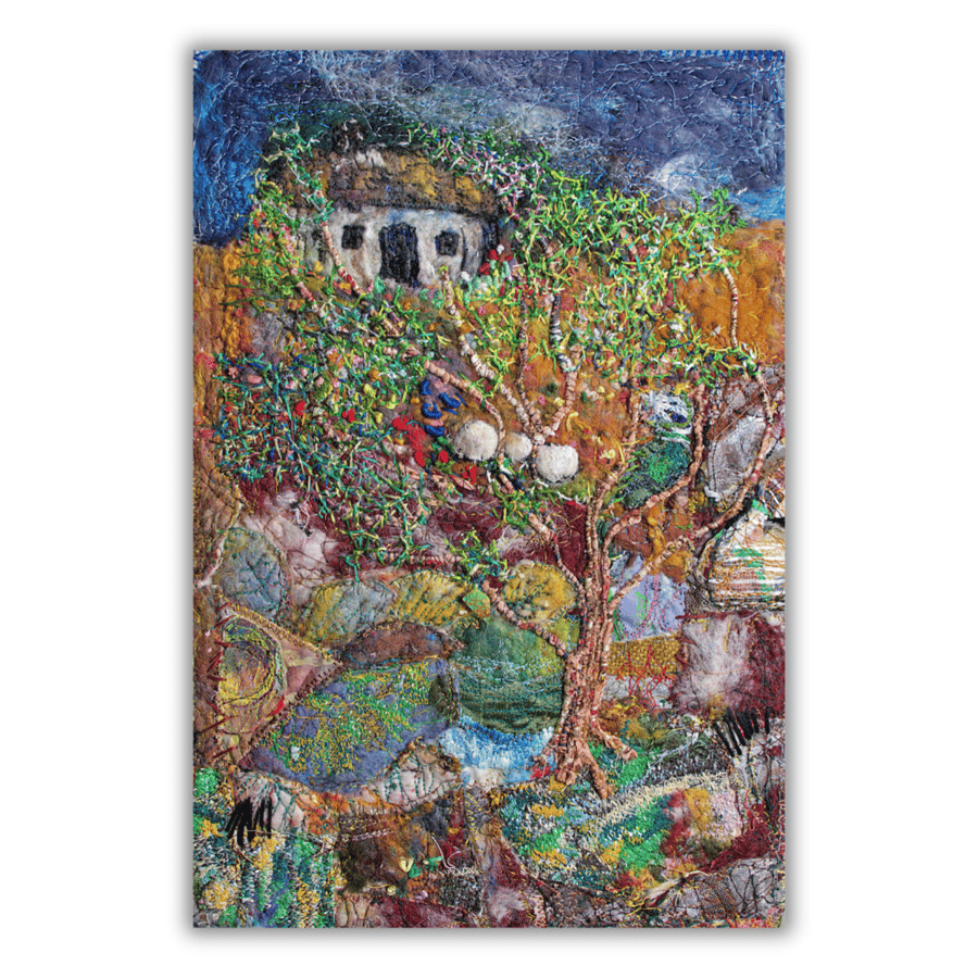 Textile landscape - Scotland - hand stitched - wall hanging - ready to hang