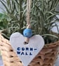 Heart clay hanging decoration Cornwall holiday home cottage decor