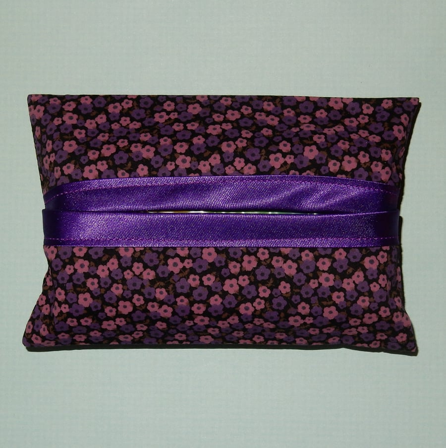 Tissue holder  Liberty print dark purple