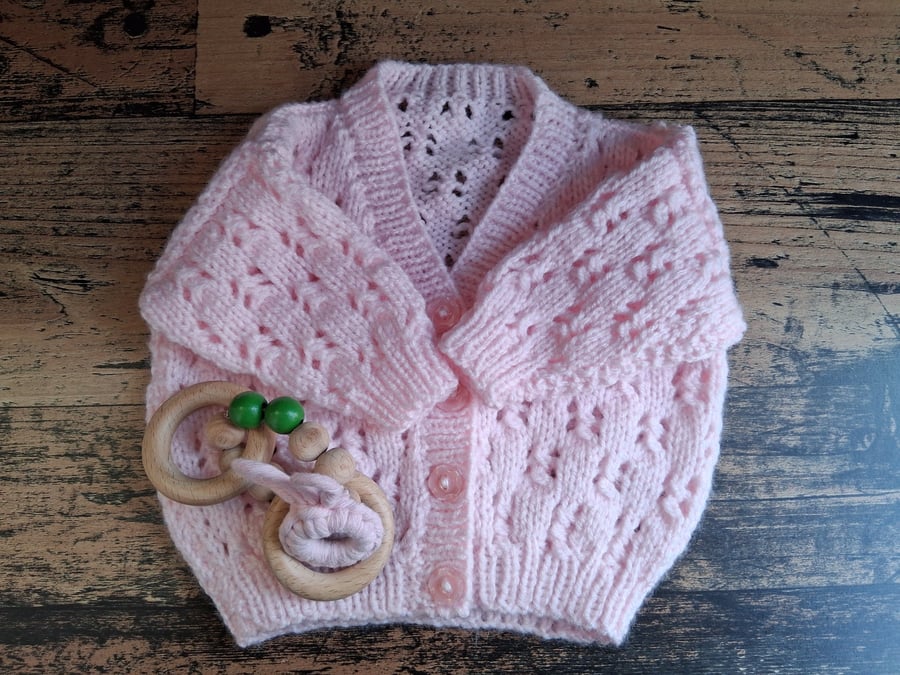 Baby Girl Knitted Cardigan, 0-3 months