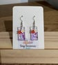 Handmade Purple Ombre Resin Dangle Earrings with Floral Charm Glitter