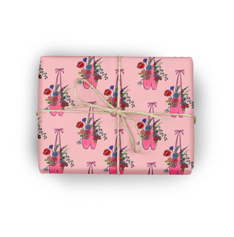 Ballet shoe wrapping paper for a ballerina or dancer