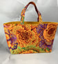 Floral tote bag, Cabbages shopper, handmade in Sussex