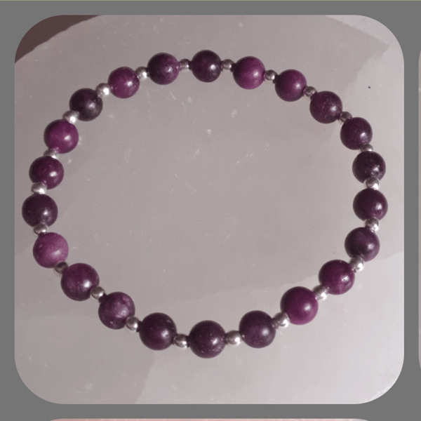 Lepidolite and Sterling Silver Bracelet