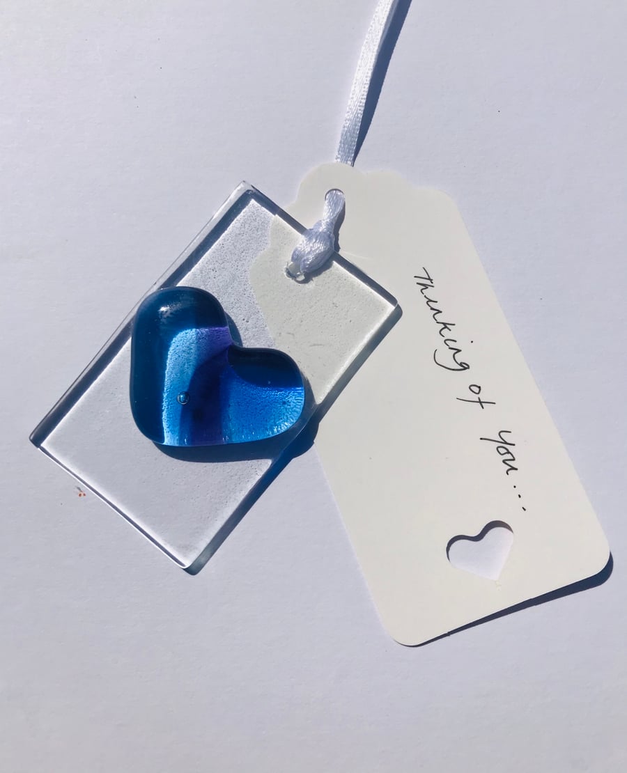 Thinking of you glass heart hanging 