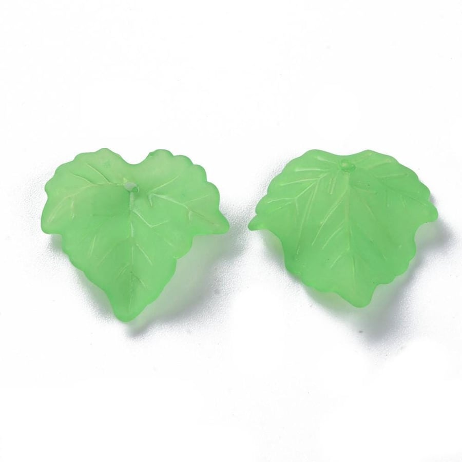 Lucite Leaf Green 22.5mm x 24mm Smooth Beads, 1mm Hole, Pack of 30x