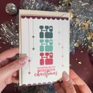 Retro Ho Ho Ho Christmas Card.Mid Century Modern Merry Christmas Card.