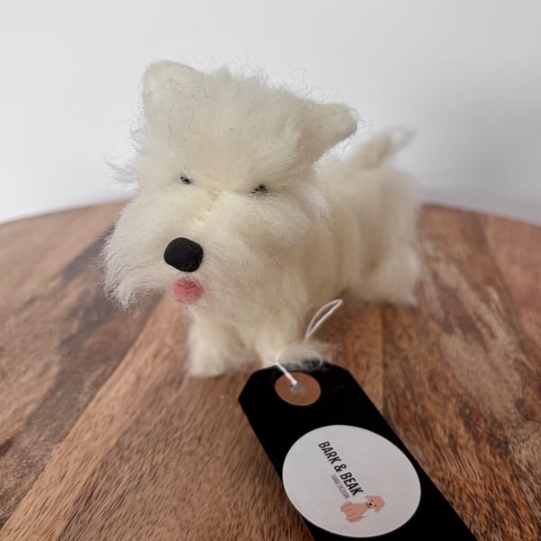 Needle felt wool West Highland Terrier, Westie dog. Collectible