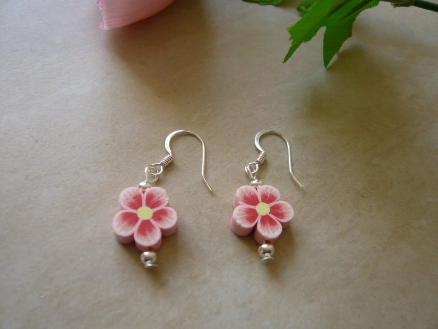 Peach Flower Bead Earrings