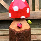 Spotty Toadstool with caterpillar
