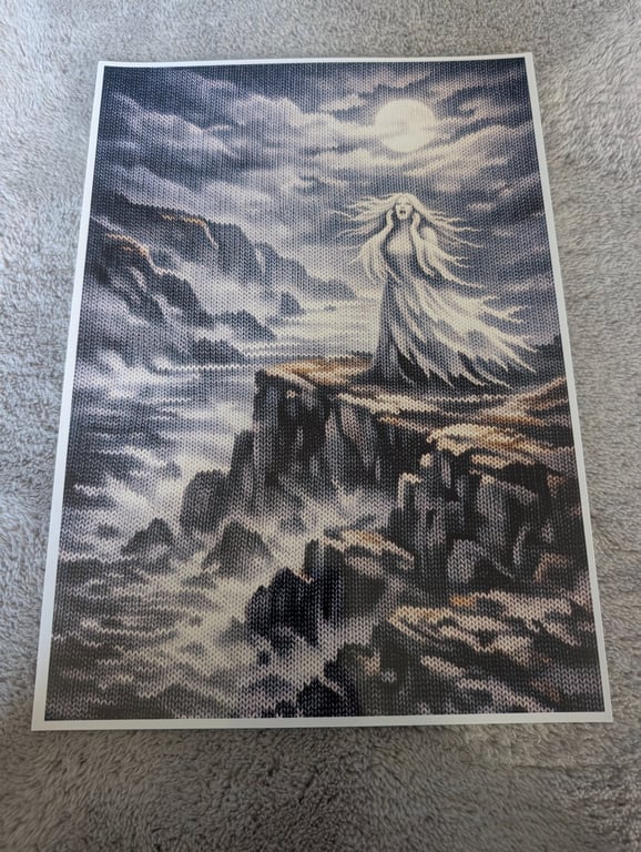 Screaming Banshee knitted design Coastal scene photo print A4 