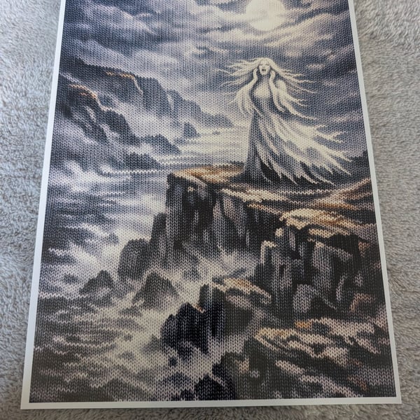 Screaming Banshee knitted design Coastal scene photo print A4 