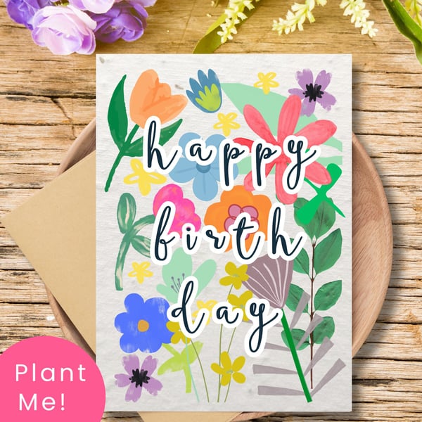 Plantable Wildflower Birthday Card, Eco Friendly Gift, Handmade in the UK