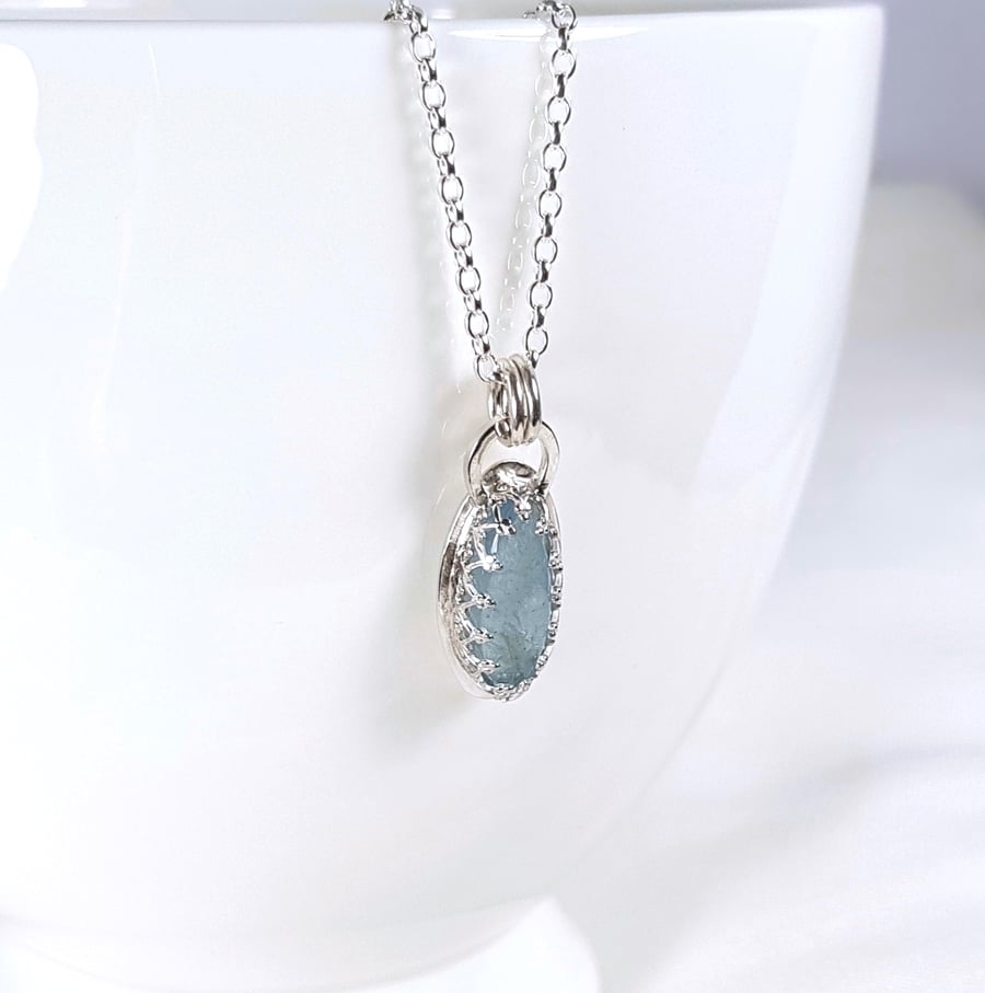 Genuine aquamarine necklace discount